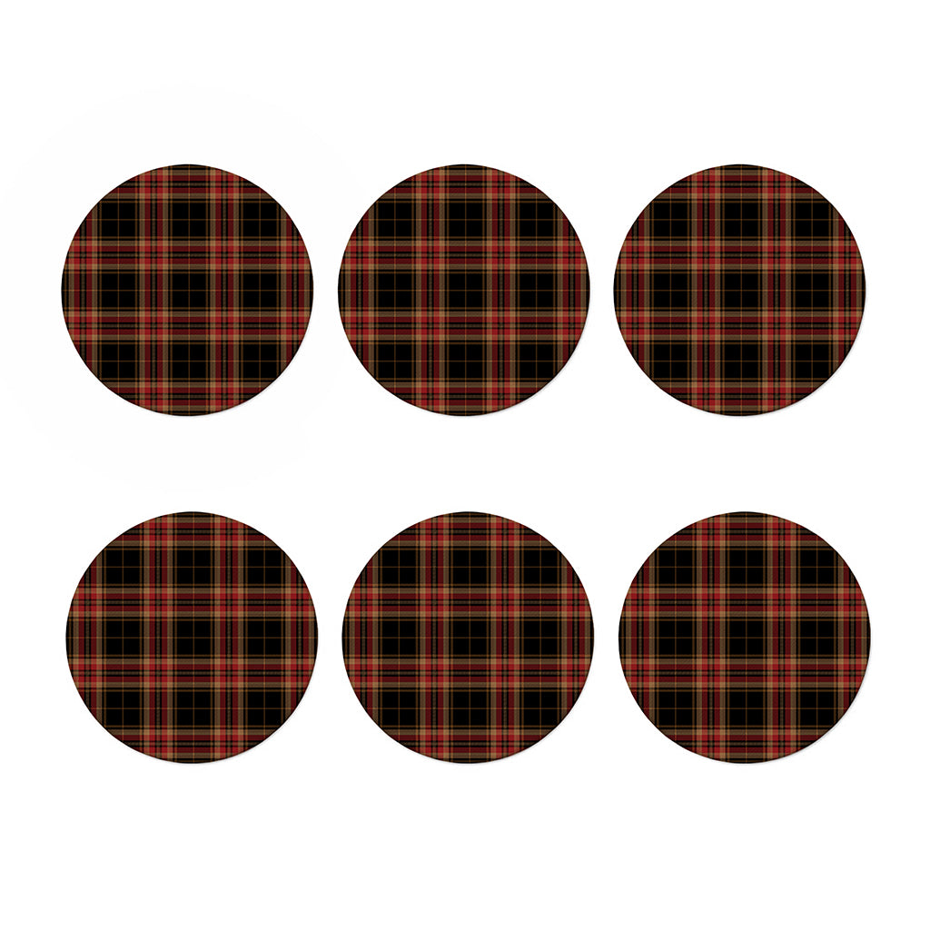 Black And Red Stewart Tartan Print Coaster Set