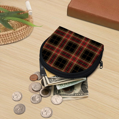 Black And Red Stewart Tartan Print Coin Purse