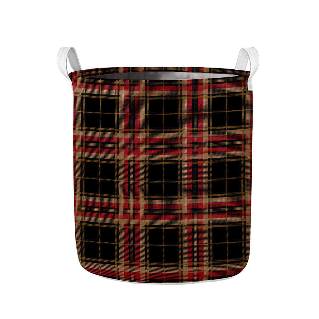Black And Red Stewart Tartan Print Collapsible Laundry Basket