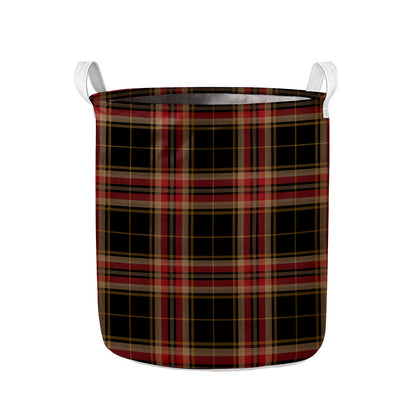 Black And Red Stewart Tartan Print Collapsible Laundry Basket