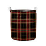 Black And Red Stewart Tartan Print Collapsible Laundry Basket