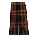 Black And Red Stewart Tartan Print Cotton Front Slit Maxi Skirt
