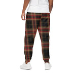 Black And Red Stewart Tartan Print Cotton Pants
