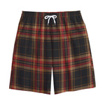 Black And Red Stewart Tartan Print Cotton Shorts