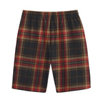 Black And Red Stewart Tartan Print Cotton Shorts