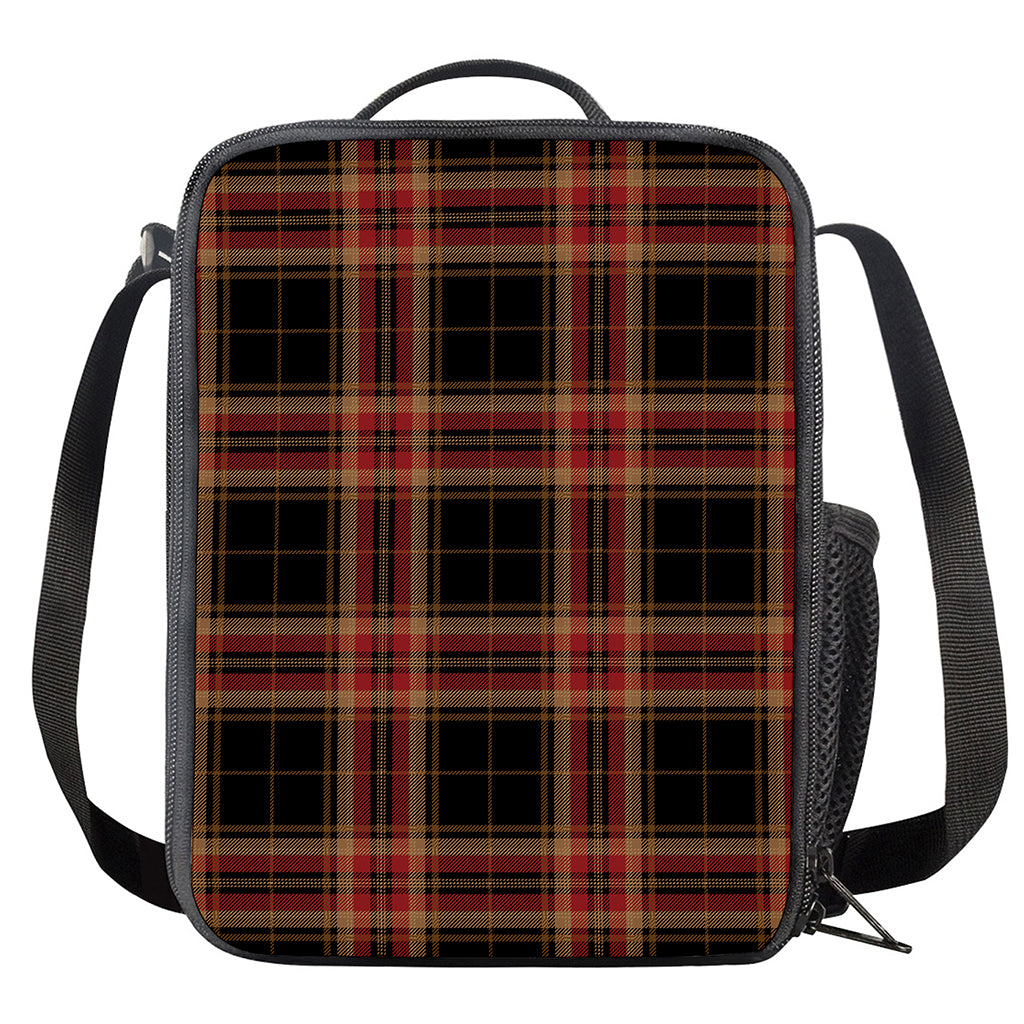 Black And Red Stewart Tartan Print Crossbody Lunch Bag