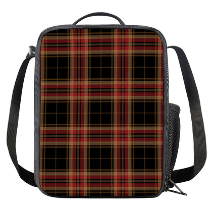 Black And Red Stewart Tartan Print Crossbody Lunch Bag
