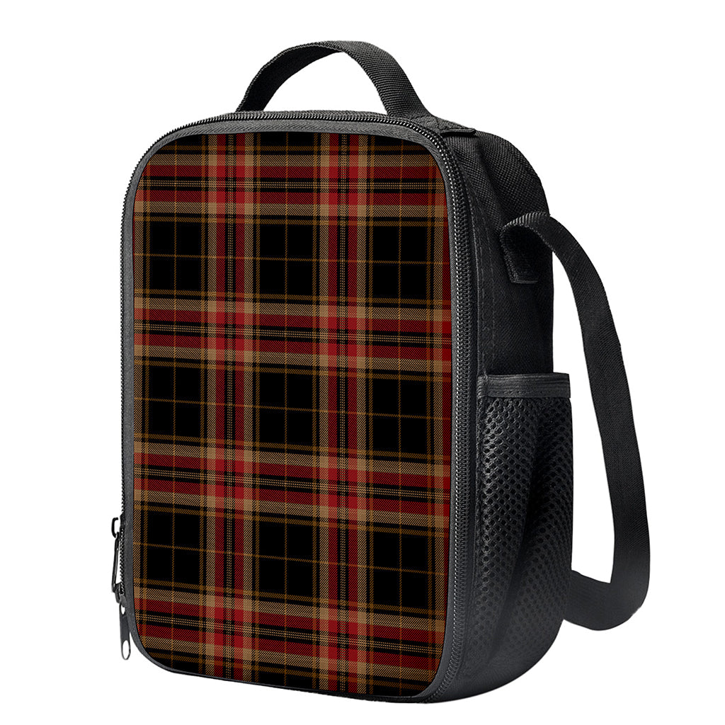 Black And Red Stewart Tartan Print Crossbody Lunch Bag