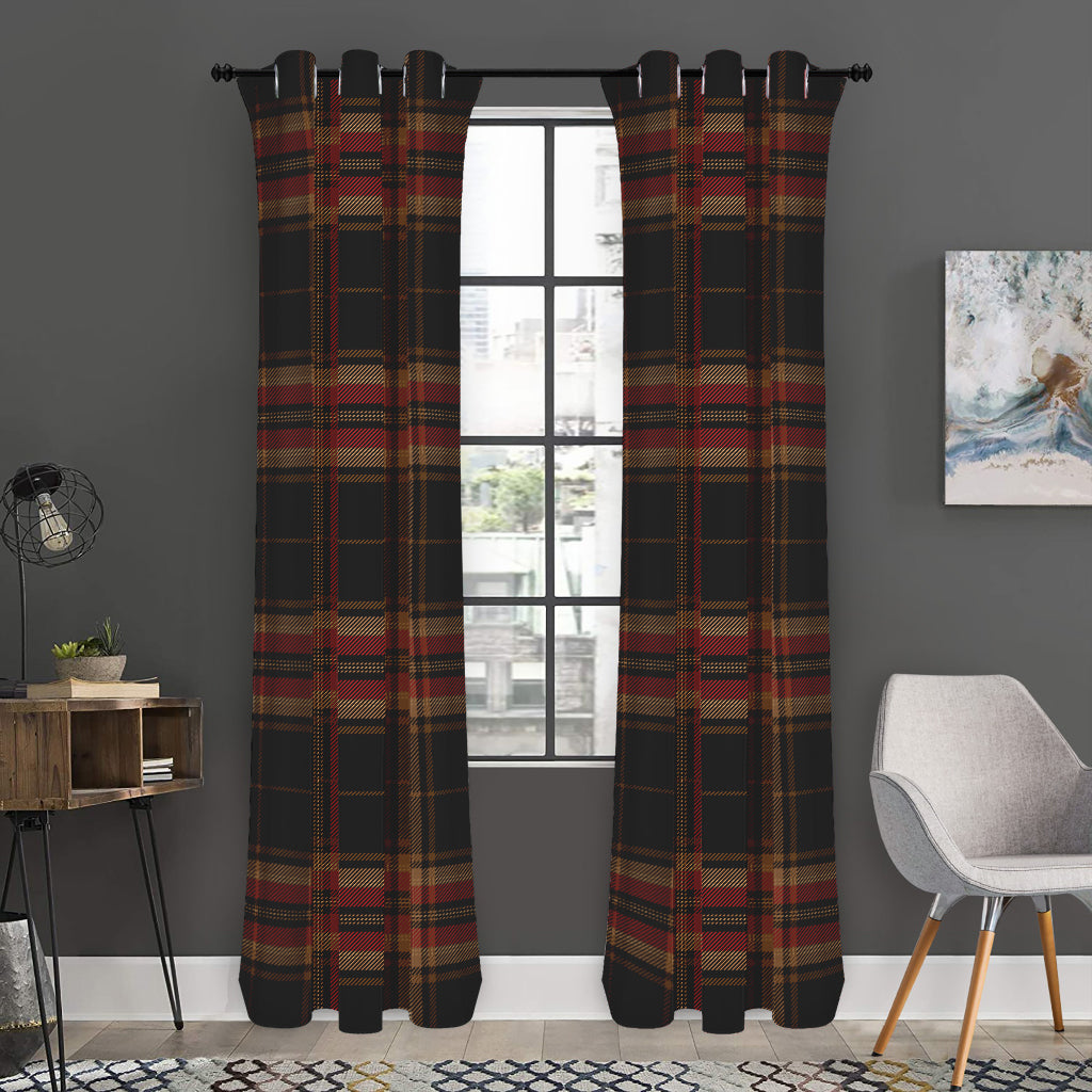 Black And Red Stewart Tartan Print Curtain