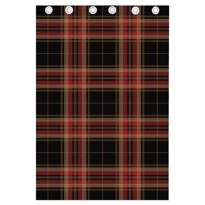 Black And Red Stewart Tartan Print Curtain