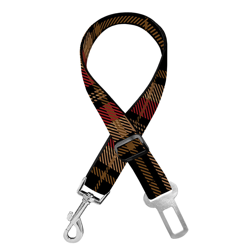 Black And Red Stewart Tartan Print Dog Seat Belt