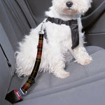 Black And Red Stewart Tartan Print Dog Seat Belt