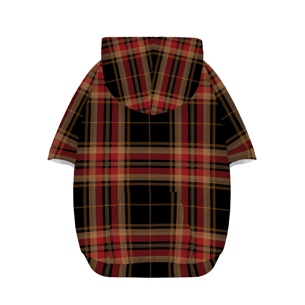 Black And Red Stewart Tartan Print Dog Zip Up Hoodie