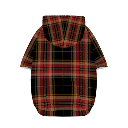 Black And Red Stewart Tartan Print Dog Zip Up Hoodie