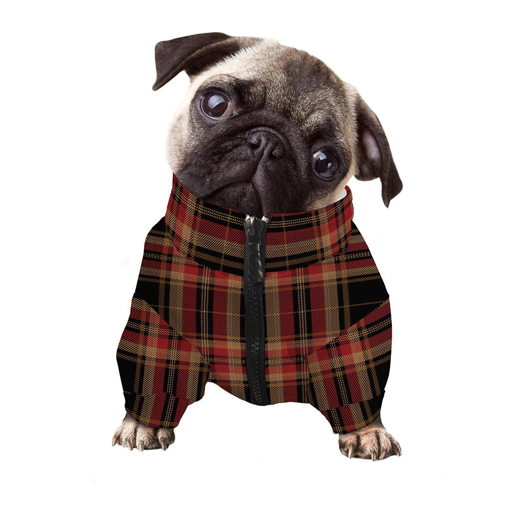 Black And Red Stewart Tartan Print Dog Zip Up Jacket