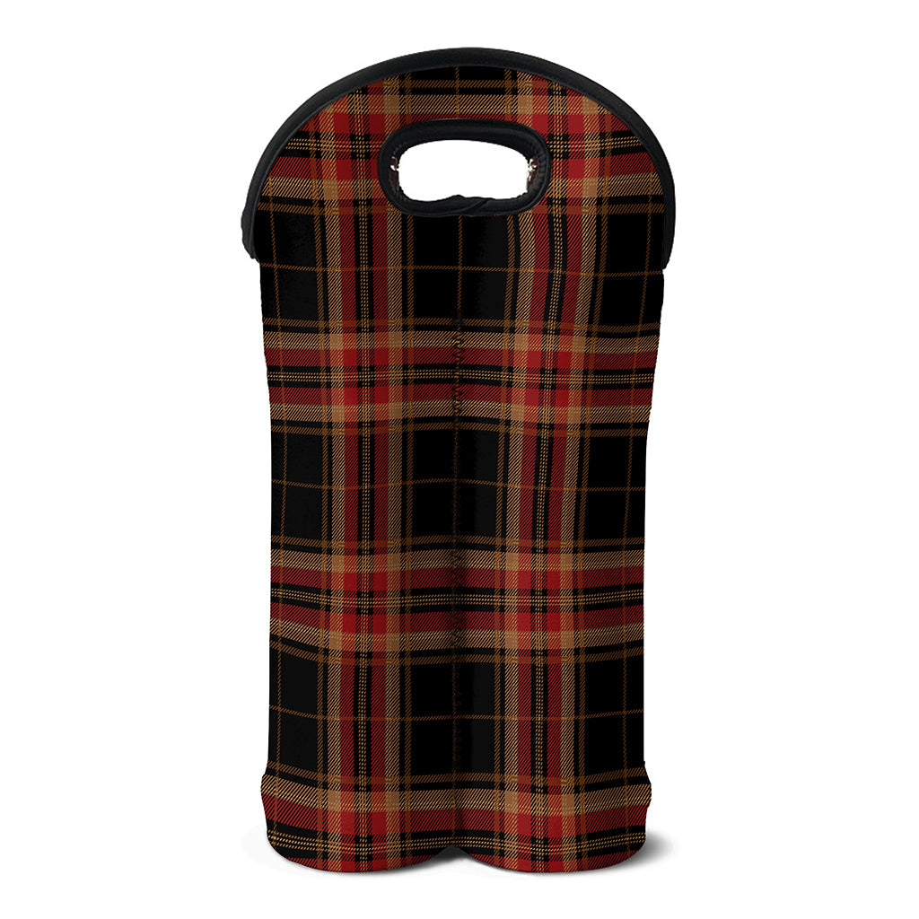 Black And Red Stewart Tartan Print Double Neoprene Wine Tote