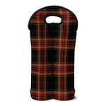 Black And Red Stewart Tartan Print Double Neoprene Wine Tote