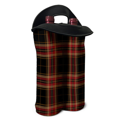 Black And Red Stewart Tartan Print Double Neoprene Wine Tote
