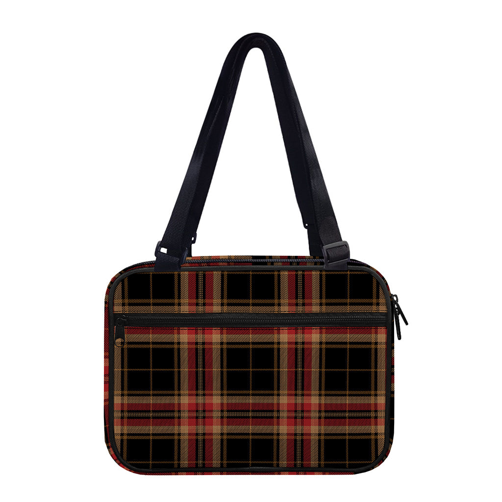Black And Red Stewart Tartan Print Double Strap Bible Bag
