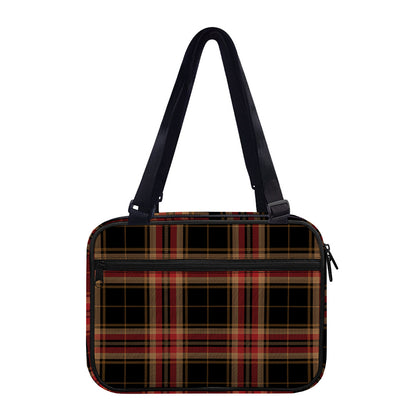 Black And Red Stewart Tartan Print Double Strap Bible Bag