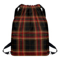 Black And Red Stewart Tartan Print Drawstring Backpack