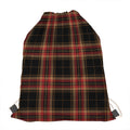 Black And Red Stewart Tartan Print Drawstring Bag