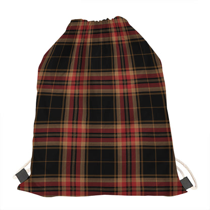 Black And Red Stewart Tartan Print Drawstring Bag