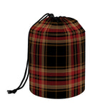 Black And Red Stewart Tartan Print Drawstring Makeup Bag