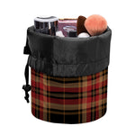 Black And Red Stewart Tartan Print Drawstring Makeup Bag