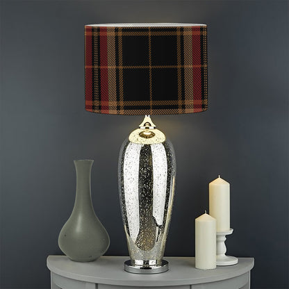 Black And Red Stewart Tartan Print Drum Lamp Shade