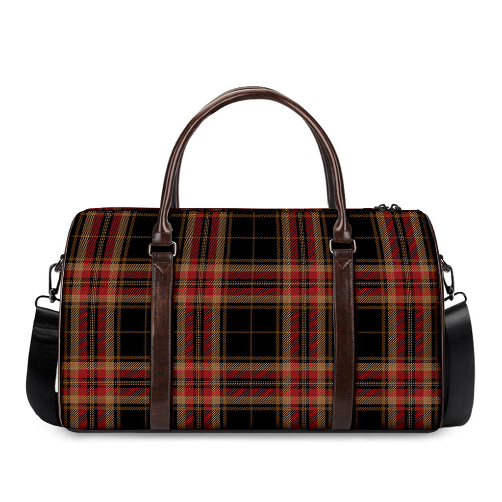 Black And Red Stewart Tartan Print Duffle Bag