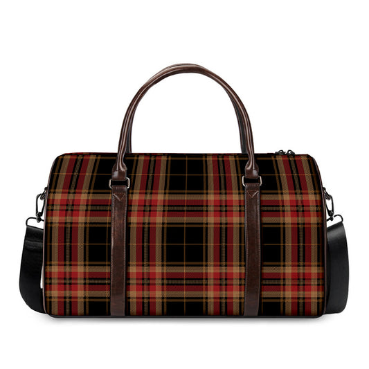 Black And Red Stewart Tartan Print Duffle Bag