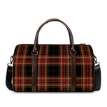 Black And Red Stewart Tartan Print Duffle Bag