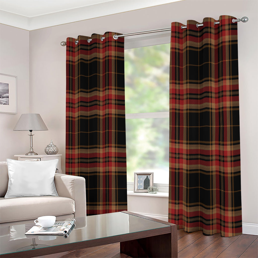 Black And Red Stewart Tartan Print Extra Wide Grommet Curtains