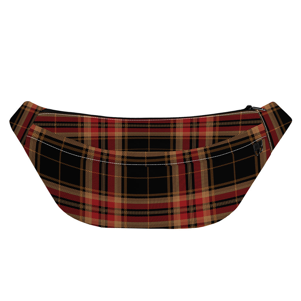 Black And Red Stewart Tartan Print Fanny Pack