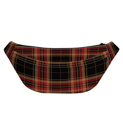 Black And Red Stewart Tartan Print Fanny Pack