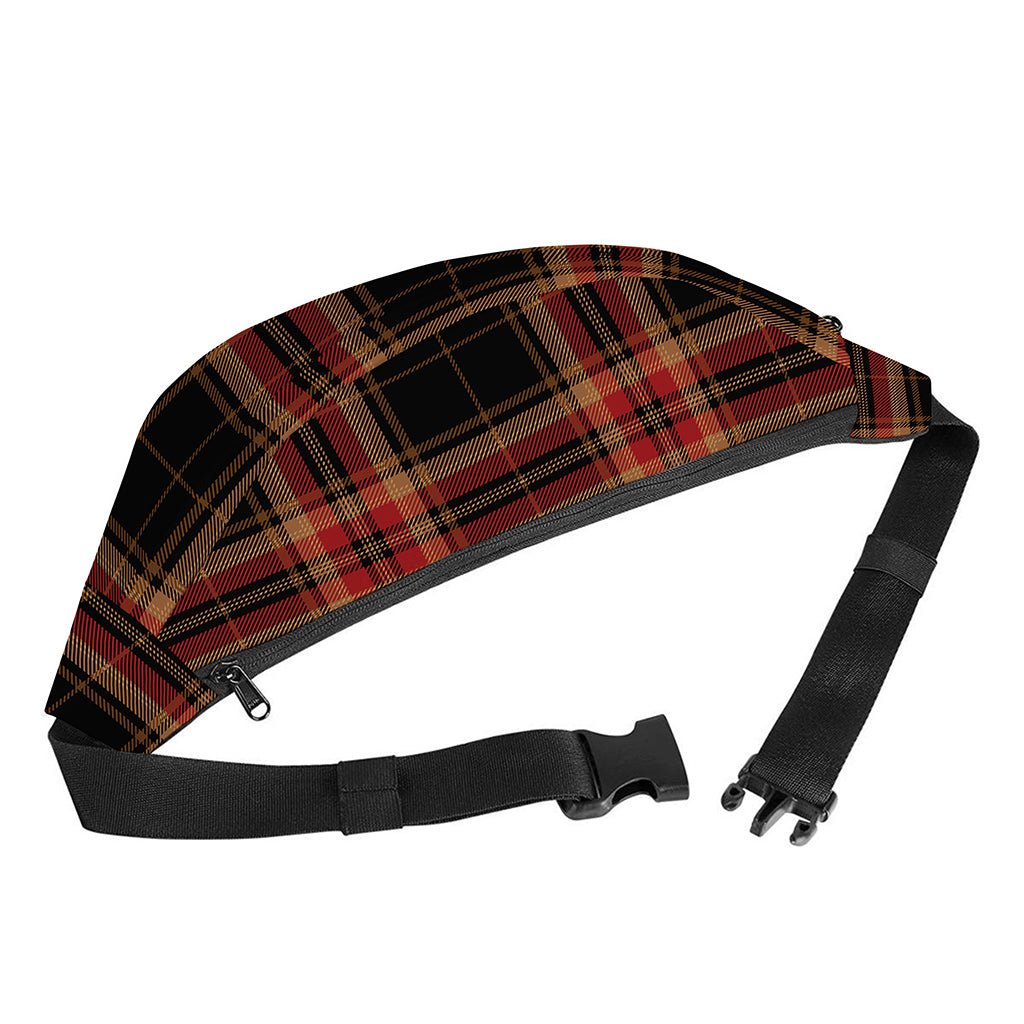 Black And Red Stewart Tartan Print Fanny Pack