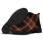 Black And Red Stewart Tartan Print Flat Ankle Boots