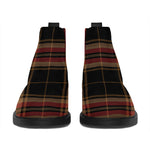 Black And Red Stewart Tartan Print Flat Ankle Boots