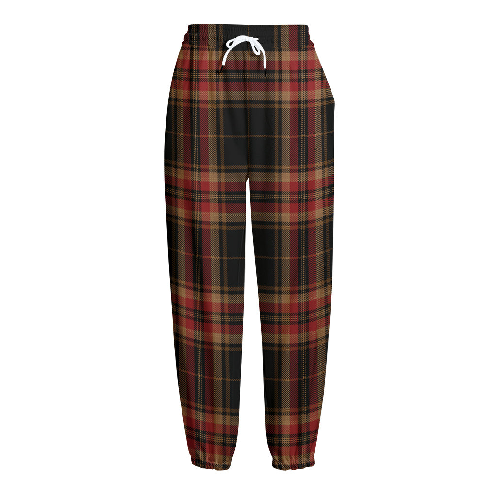 Black And Red Stewart Tartan Print Fleece Lined Knit Pants