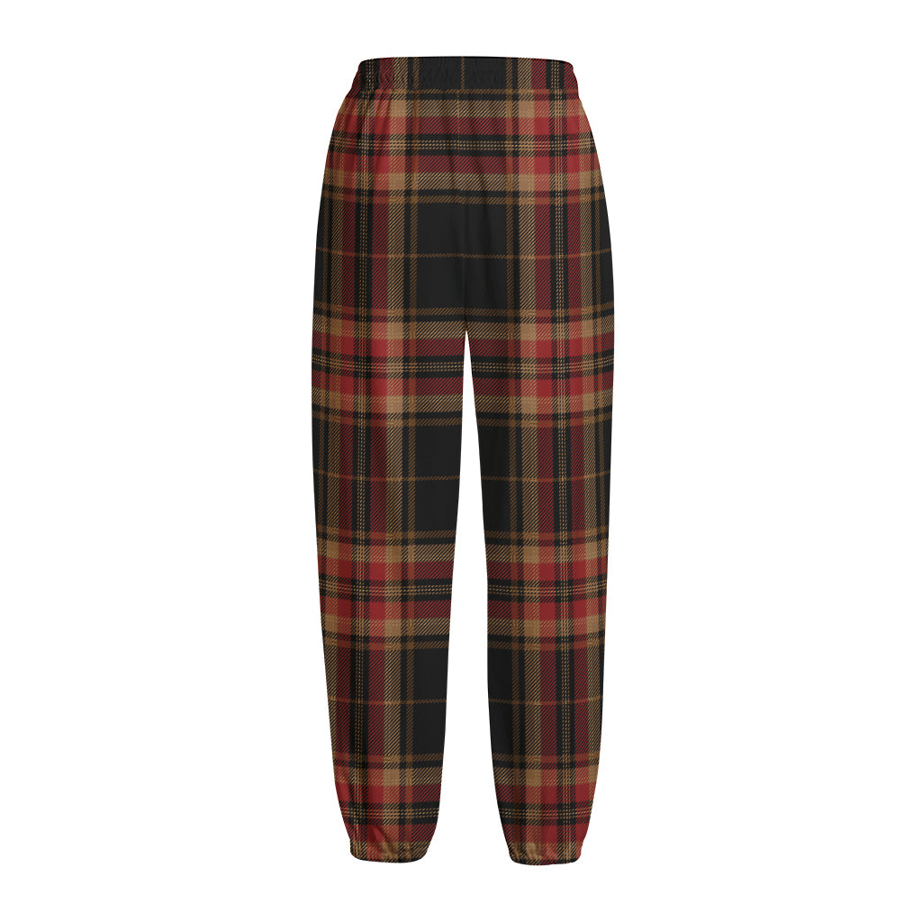 Black And Red Stewart Tartan Print Fleece Lined Knit Pants