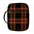 Black And Red Stewart Tartan Print Front Pocket Bible Bag