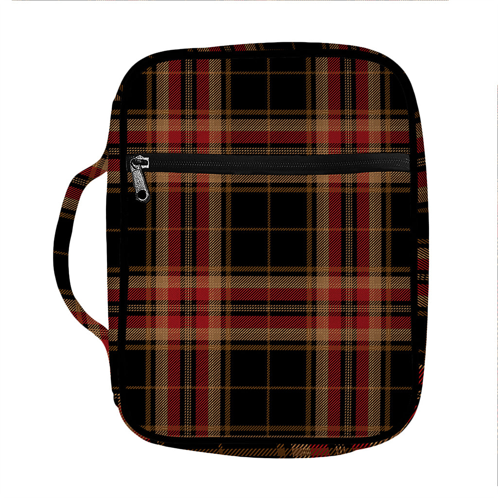 Black And Red Stewart Tartan Print Front Pocket Bible Bag