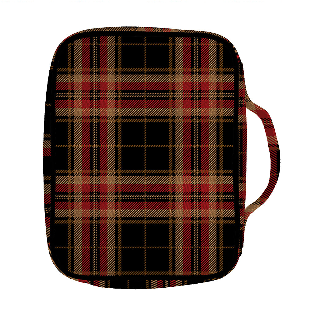 Black And Red Stewart Tartan Print Front Pocket Bible Bag