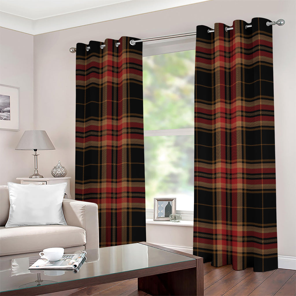 Black And Red Stewart Tartan Print Grommet Curtains