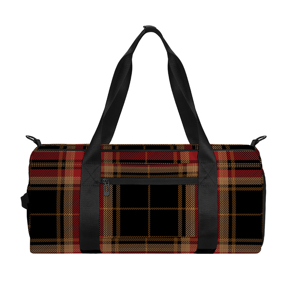 Black And Red Stewart Tartan Print Gym Bag