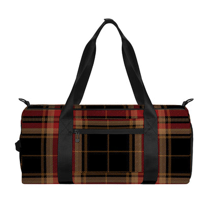 Black And Red Stewart Tartan Print Gym Bag