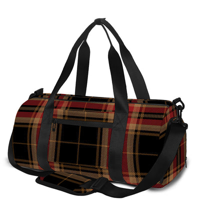 Black And Red Stewart Tartan Print Gym Bag