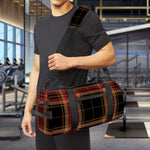 Black And Red Stewart Tartan Print Gym Bag