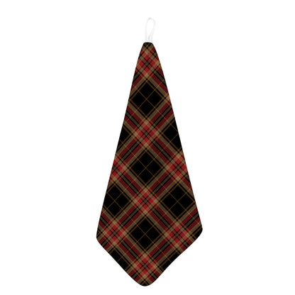 Black And Red Stewart Tartan Print Hand Towel